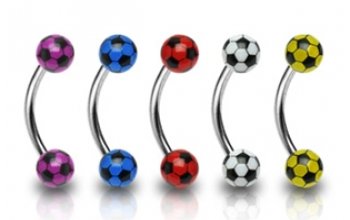 Piercing do obočí - fotbalový míč - OB01083-W