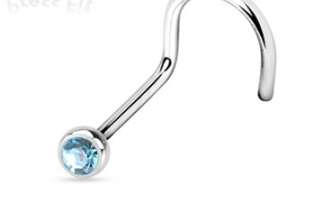 Zahnutý piercing do nosu, zirkon 2 mm - N01122-AB