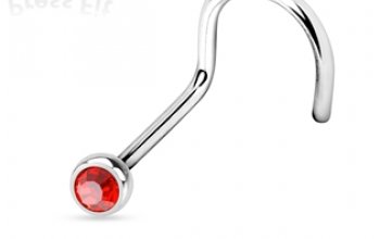 Zahnutý piercing do nosu, zirkon 2 mm - N01122-AB