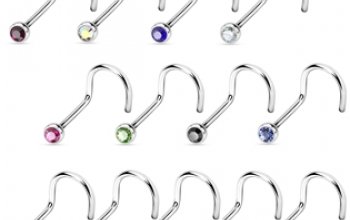 Zahnutý piercing do nosu, zirkon 2 mm - N01122-AB