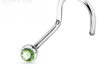 Zahnutý piercing do nosu, zirkon 2 mm - N01122-AB