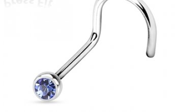 Zahnutý piercing do nosu, zirkon 2 mm - N01122-AB