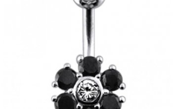 Stříbrný piercing do pupíku - kytička - BP01014-CE