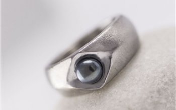 KREDUM® Hynek Kalista Kovaný nerezový prsten Gracia steel s černou perlou - velikost 49 - KS6003-49