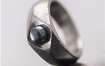 KREDUM® Hynek Kalista Kovaný nerezový prsten Gracia steel s černou perlou - velikost 49 - KS6003-49
