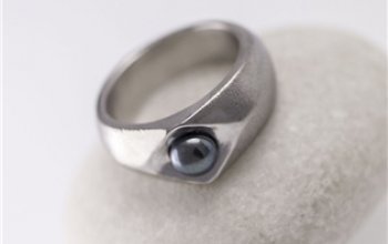 KREDUM® Hynek Kalista Kovaný nerezový prsten Gracia steel s černou perlou - velikost 49 - KS6003-49