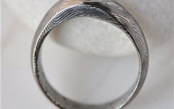 KREDUM® Hynek Kalista Kovaný prsten damasteel černý diamant 2,7 mm - velikost 49 - KS6011-49