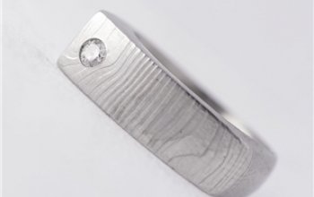 KREDUM® Hynek Kalista Kovaný prsten damasteel diamant 1,7 mm - Cleans - velikost 50 - KS6007-50