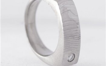 KREDUM® Hynek Kalista Kovaný prsten damasteel diamant 1,7 mm - Cleans - velikost 50 - KS6007-50