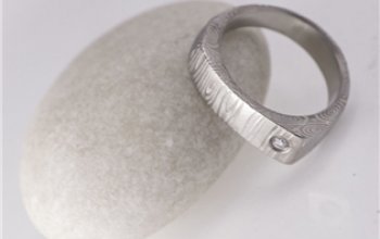 KREDUM® Hynek Kalista Kovaný prsten damasteel diamant 1,7 mm - Cleans - velikost 48 - KS6007-48
