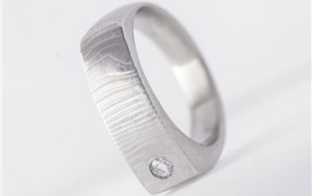 KREDUM® Hynek Kalista Kovaný prsten damasteel diamant 1,7 mm - Cleans - velikost 48 - KS6007-48