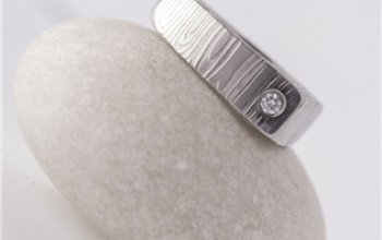KREDUM® Hynek Kalista Kovaný prsten damasteel diamant 1,7 mm - Cleans - velikost 48 - KS6007-48