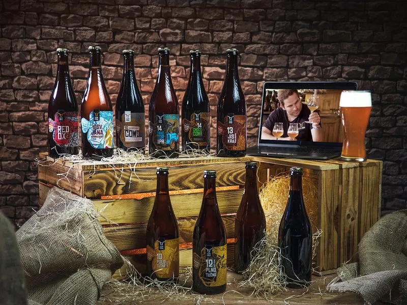 Dárkový balíček 10 druhů piva Zlatá Kráva + videodegustace se sládkem