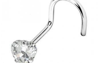 Zahnutý piercing do nosu - srdíčko 3 mm - N01057-P