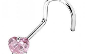 Zahnutý piercing do nosu - srdíčko 3 mm - N01057-P
