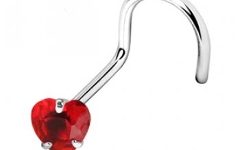 Zahnutý piercing do nosu - srdíčko 3 mm - N01057-P