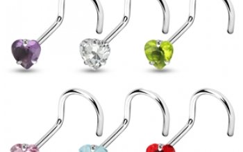 Zahnutý piercing do nosu - srdíčko 3 mm - N01057-P
