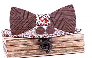 Dřevěný motýlek: Set s kapesníčkem a knoflíčky