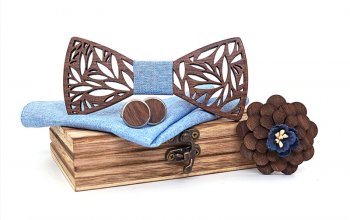 Dřevěný motýlek: Dárkový set s broží