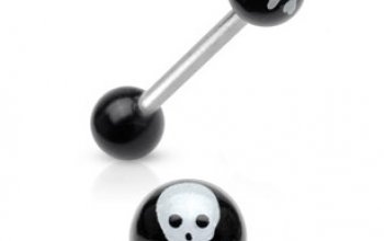 Piercing do jazyku - lebka - PJ01049-K