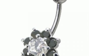 Stříbrný piercing do pupíku - kytička - BP01257-E