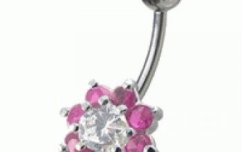 Stříbrný piercing do pupíku - kytička - BP01257-E