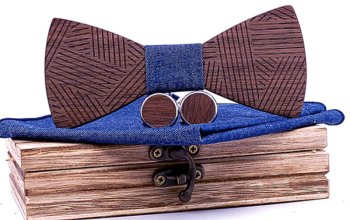 Dřevěný motýlek: Set s kapesníčkem a knoflíčky