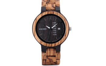 Dřevěné hodinky Bobo Bird s datumovkou