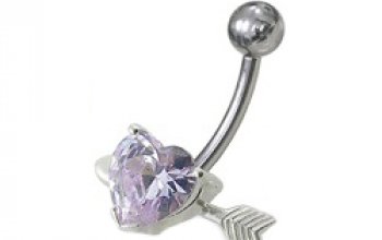 Stříbrný piercing do pupíku - srdíčko probodnuté - BP01020-A