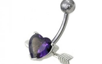 Stříbrný piercing do pupíku - srdíčko probodnuté - BP01020-A