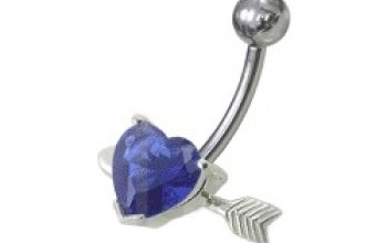 Stříbrný piercing do pupíku - srdíčko probodnuté - BP01020-A