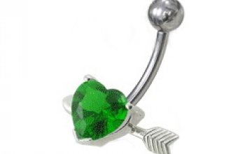 Stříbrný piercing do pupíku - srdíčko probodnuté - BP01020-A