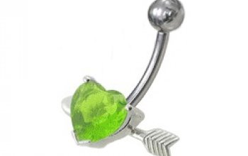 Stříbrný piercing do pupíku - srdíčko probodnuté - BP01020-A