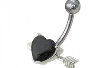 Stříbrný piercing do pupíku - srdíčko probodnuté - BP01020-A