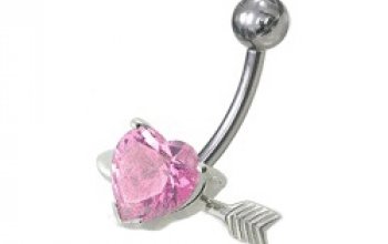 Stříbrný piercing do pupíku - srdíčko probodnuté - BP01020-A