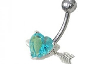 Stříbrný piercing do pupíku - srdíčko probodnuté - BP01020-A