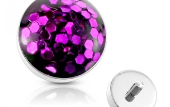 Microdermal - ozdobná část zdobená třpytkami - MD01036-GOLD