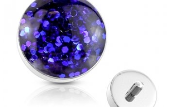 Microdermal - ozdobná část zdobená třpytkami - MD01036-GOLD