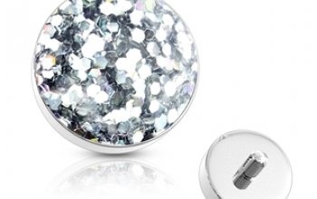 Microdermal - ozdobná část zdobená třpytkami - MD01036-GOLD