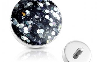 Microdermal - ozdobná část zdobená třpytkami - MD01036-GOLD