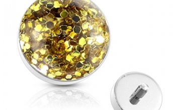 Microdermal - ozdobná část zdobená třpytkami - MD01036-GOLD
