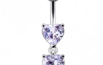 Stříbrný piercing do pupíku - srdíčka - BP01258-Q
