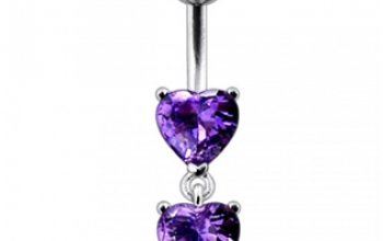 Stříbrný piercing do pupíku - srdíčka - BP01258-Q