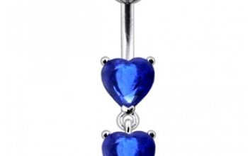 Stříbrný piercing do pupíku - srdíčka - BP01258-Q