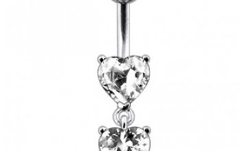 Stříbrný piercing do pupíku - srdíčka - BP01258-Q