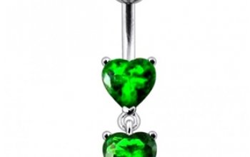Stříbrný piercing do pupíku - srdíčka - BP01258-Q