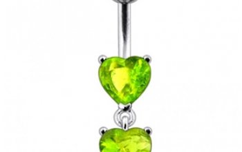 Stříbrný piercing do pupíku - srdíčka - BP01258-Q