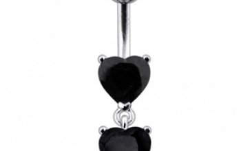 Stříbrný piercing do pupíku - srdíčka - BP01258-Q