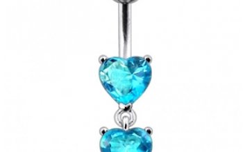 Stříbrný piercing do pupíku - srdíčka - BP01258-Q