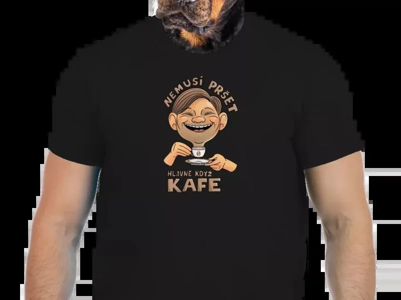 Vtipné tričko Bastard: Nemusí pršet, hlavně když kafe